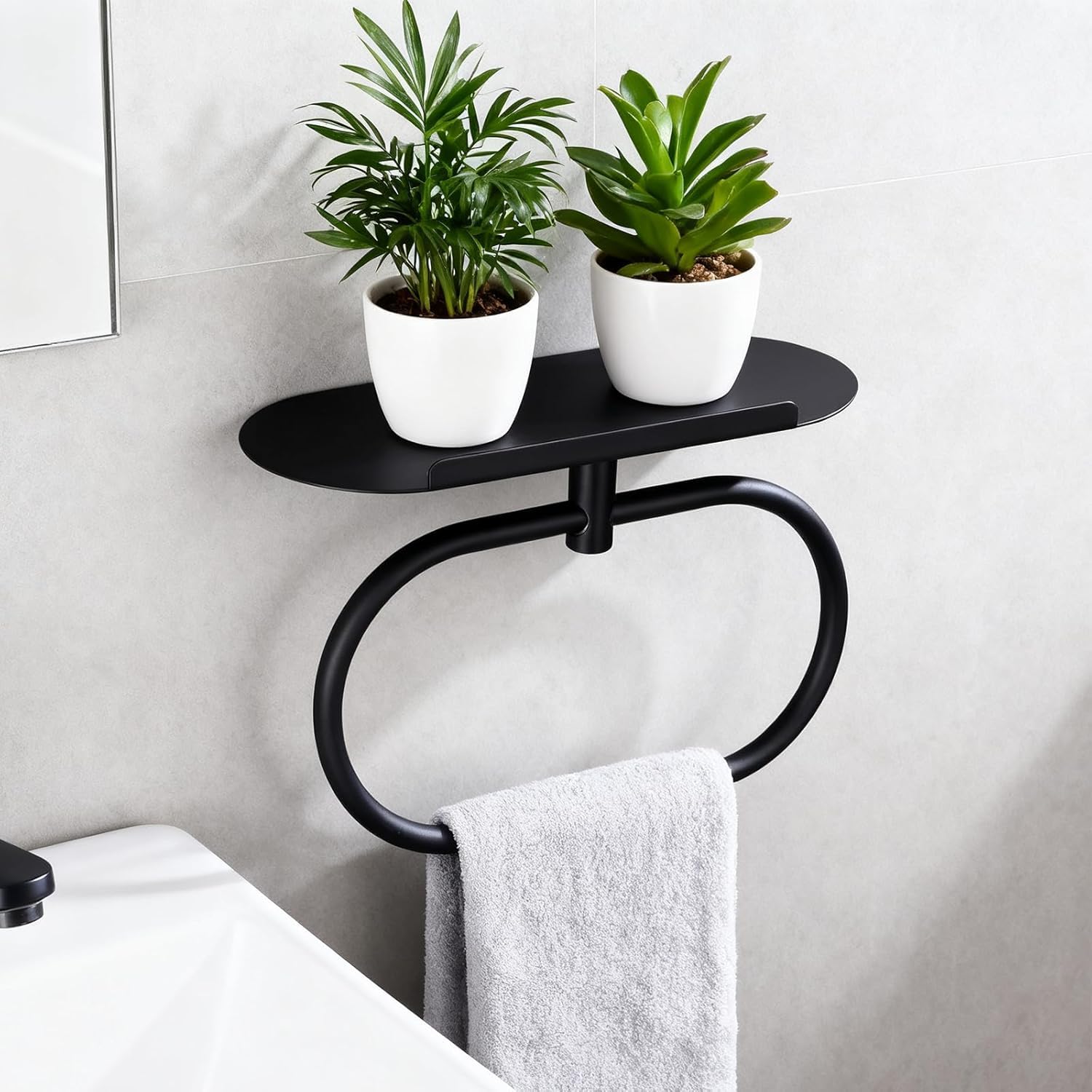 iSTAR Stainless Steel Towel Ring with Shelf -6 iSTAR Stainless Steel Towel Ring with Shelf -6