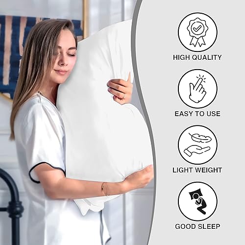 Miniatura 2 de Funda de almohada de seda satinada para cabello y piel, juego de 2, funda de almohada blanca con cierre de sobre, tamaño estándar Queen y King