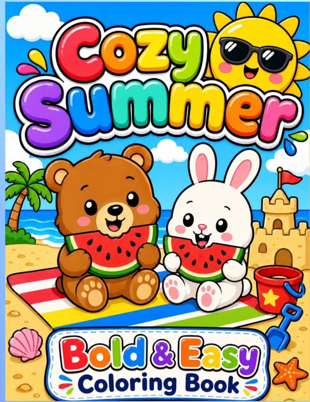 Cozy Summer: Bold & Easy Coloring Book for Adults and Teens Featuring Fun Summer Designs for Stress Relief and Relaxation
