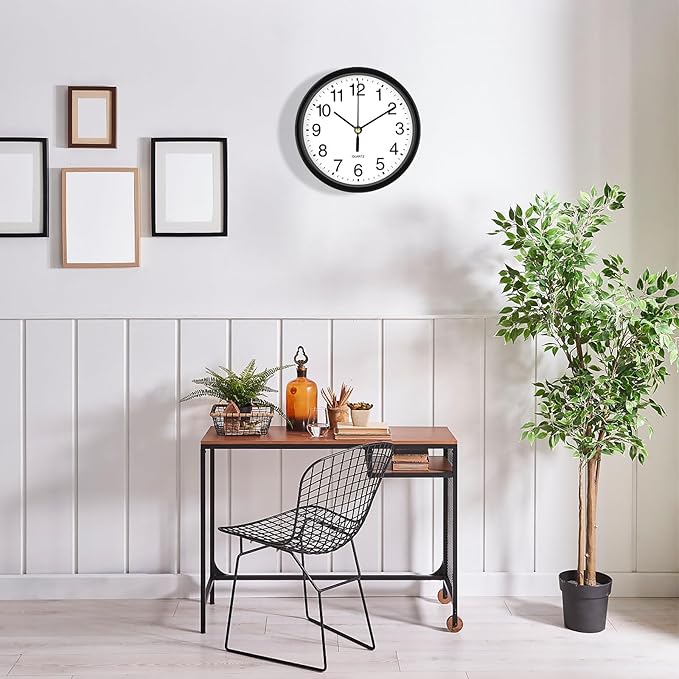 Reloj de pared silencioso analógico 6 pulgadas negro miniatura 3