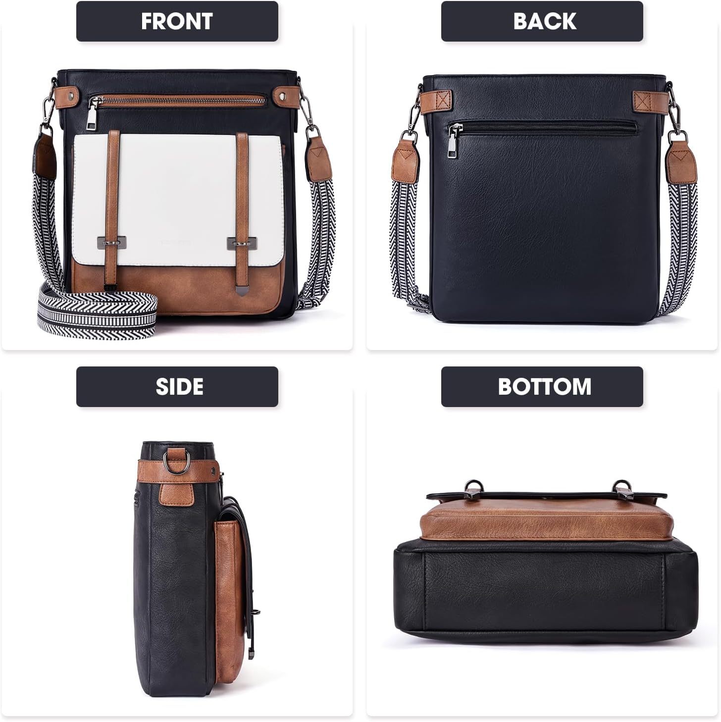 Roulens Crossbody Bags for Women,Multi Pocket Crossbody Purses Vegan Leather Shoulder Handbags Travel Purse Adjustable Strap - Image 4