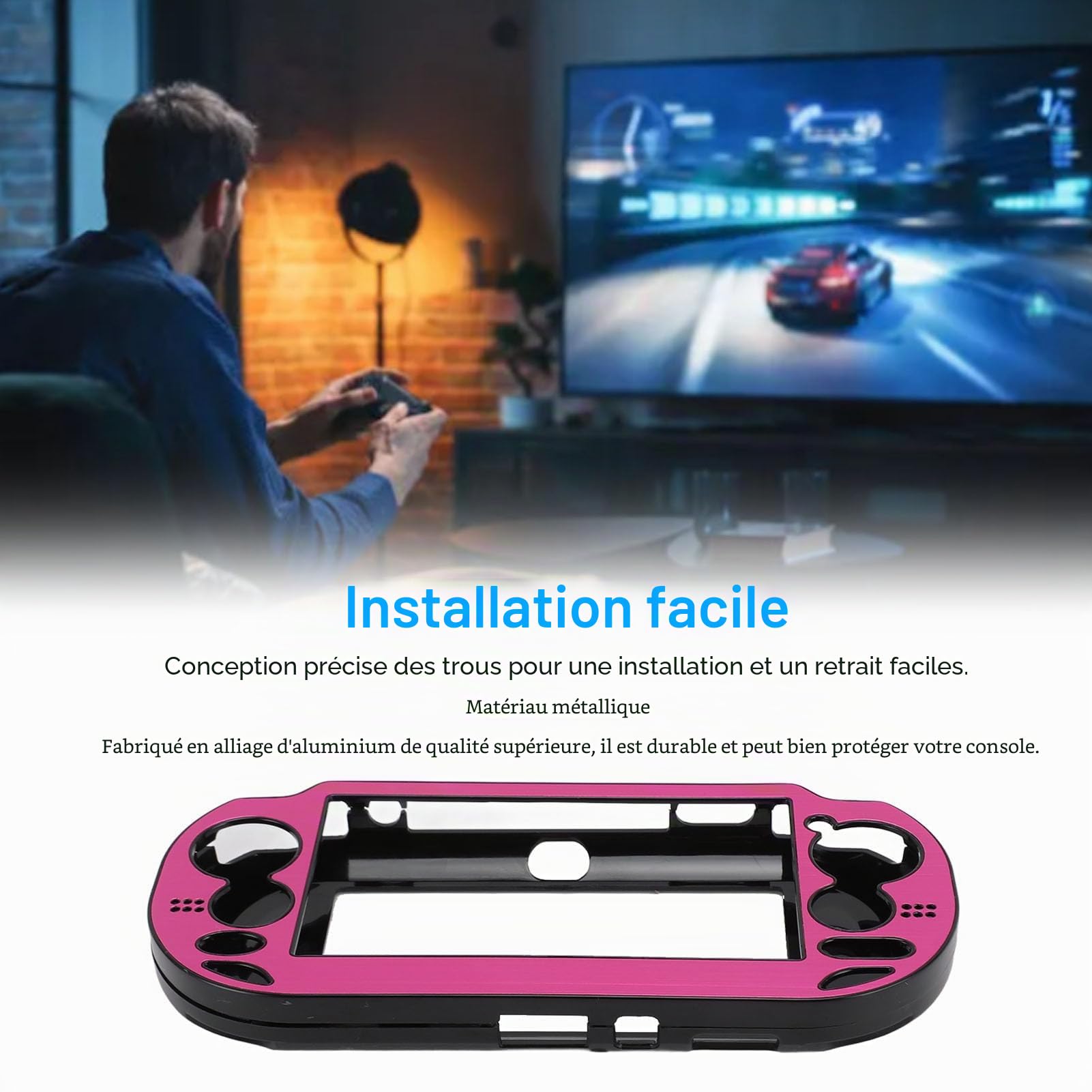 Coque pour Console 1000, Coque Rigide pour 1000 pour Remplacement PSV 1000, Coque de Protection Rigide en Alliage D'aluminium (Rouge Clair)