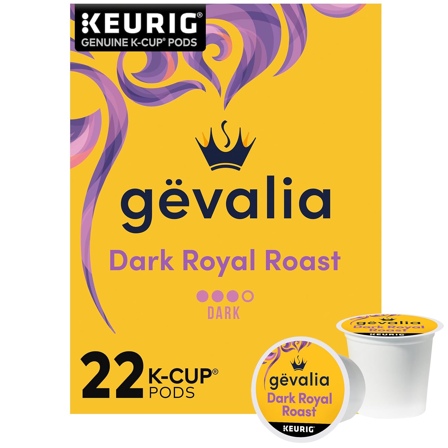 Gevalia K-Cup Coffee Pods, 22 ct Box, Dark Royal Roast Dark Roast