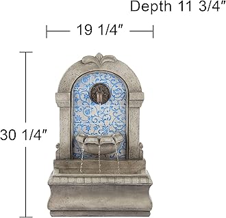 Manhasset 30 1/4" High Large Italian Outdoor Decor Blue Faux Stone Floor Fountain Standing Waterfall Tiered Cascading Water Feature for Outside Garden Patio Yard Backyard Porch Deck - John Timberland