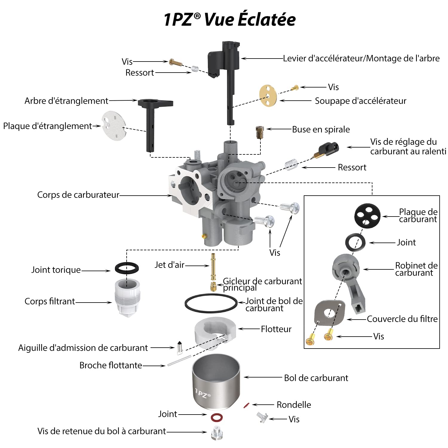 1PZ F6C-E07 Carburateur Remplacement pour Robin EX13 EX17 EX17D SP17 SP170 Moteur 277-62301-30 277-62302-50 277-62301-10 277-62301-50 277-62301-00