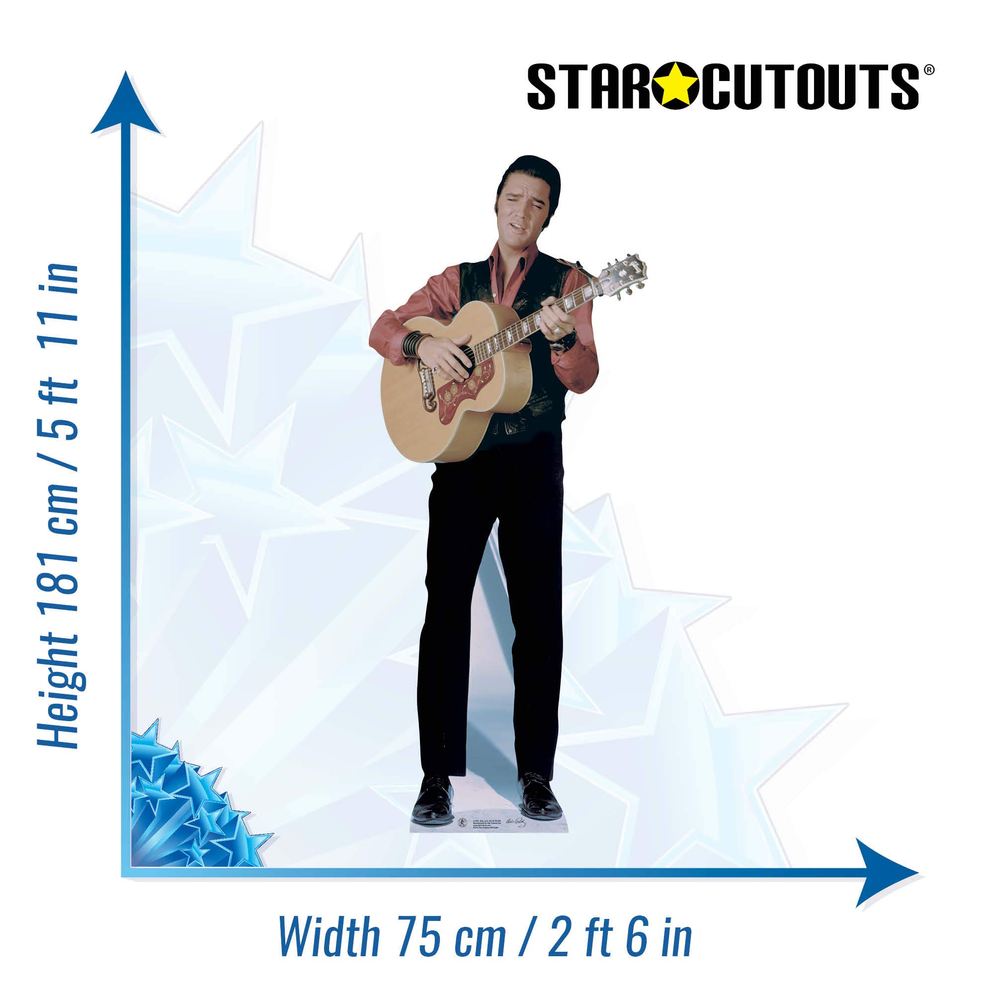Star Cutouts cardboard display of Elvis red jacket and guitar