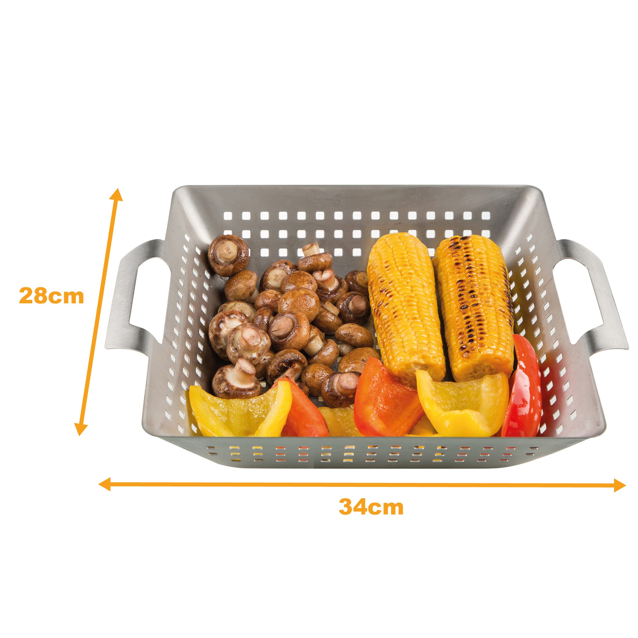 Bruzzzler Stainless Steel Grill Basket, for Barbecue and Oven Stainless Steel Basket, Barbecue Basket, Evenly Browned Meat - Image 2
