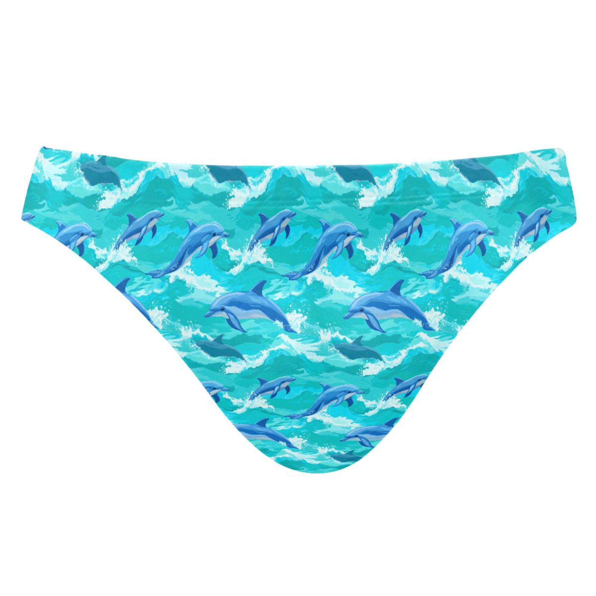 Dolphins Wave Swim Briefs for Men Swimsuit Bikini Swimwear S B0403807