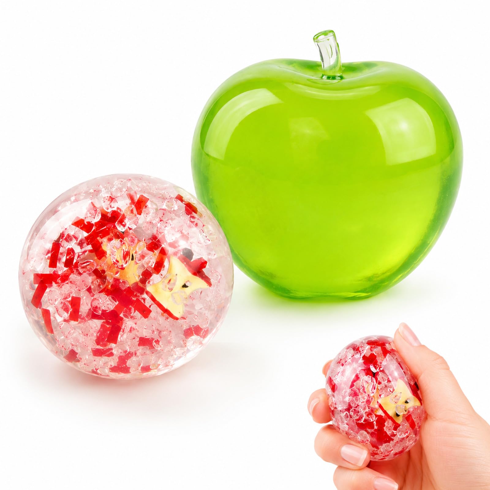 PRVCFZ 2 PCS Apple Squishy, Squishy Apple, Charming Green Combo with Handmade Core Ball, Ideal for Home, Office Desk Decor and Decoration Enthusiasts