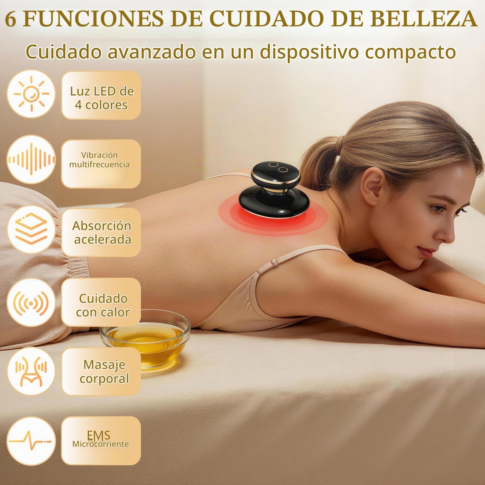4 en 1 Masajeador Anticelulítico Eléctrico,Aparato Masajeador Corporal Profesional con Tecnologías EMS,SLIM y RF,Masajeador Celulitis para Abdomen,Glúteos,Piernas,Levantan,Aprietan y Suavizan la Piel