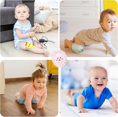 Miniatura 3 de Xtinmee 6 pares de rodilleras de bebé para gatear grandes protectores de rodilla de bebé con almohadillas esponjosas, calentadores de piernas