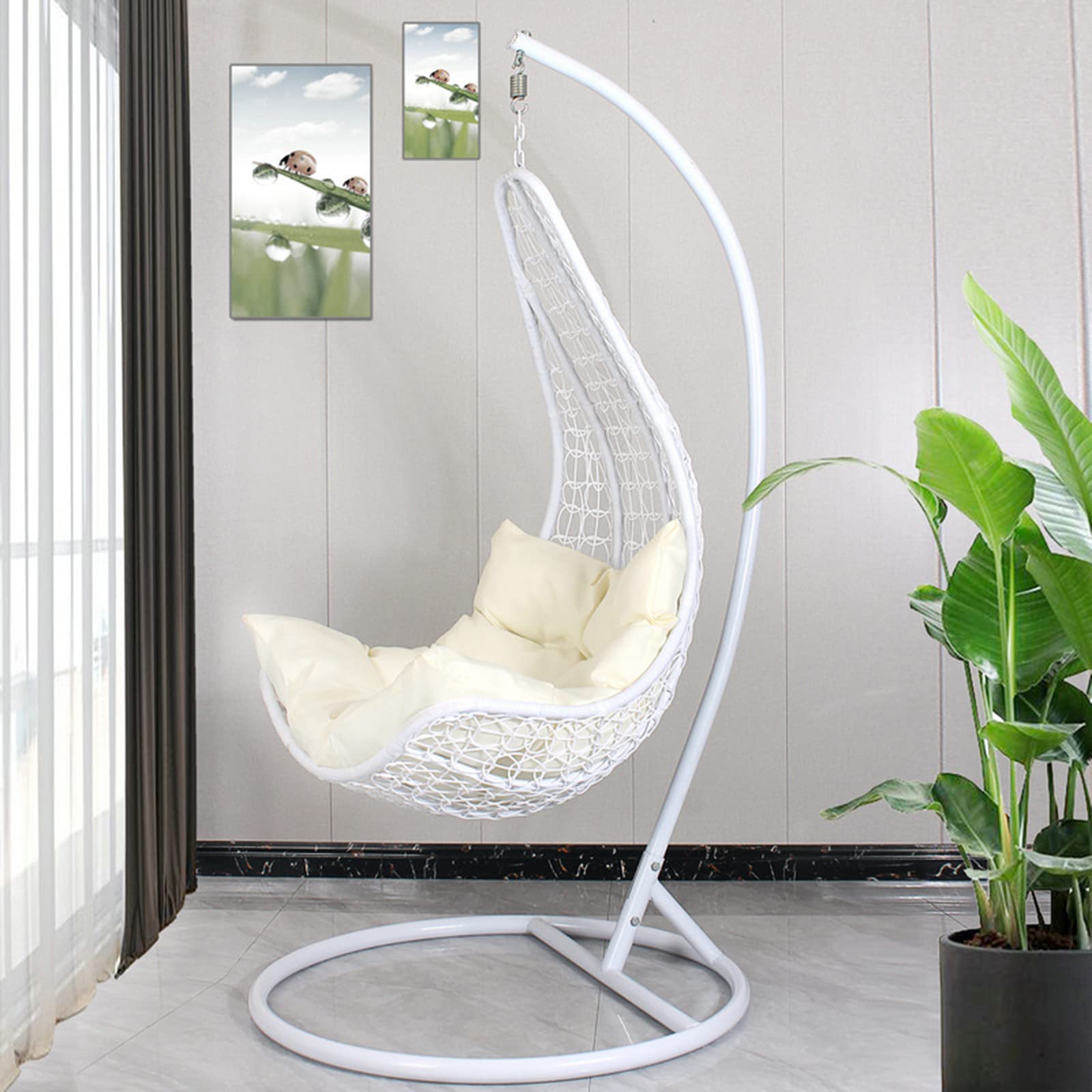 Amazon.co.jp: シングル厚いラタンハンギングバスケット、ハンギング