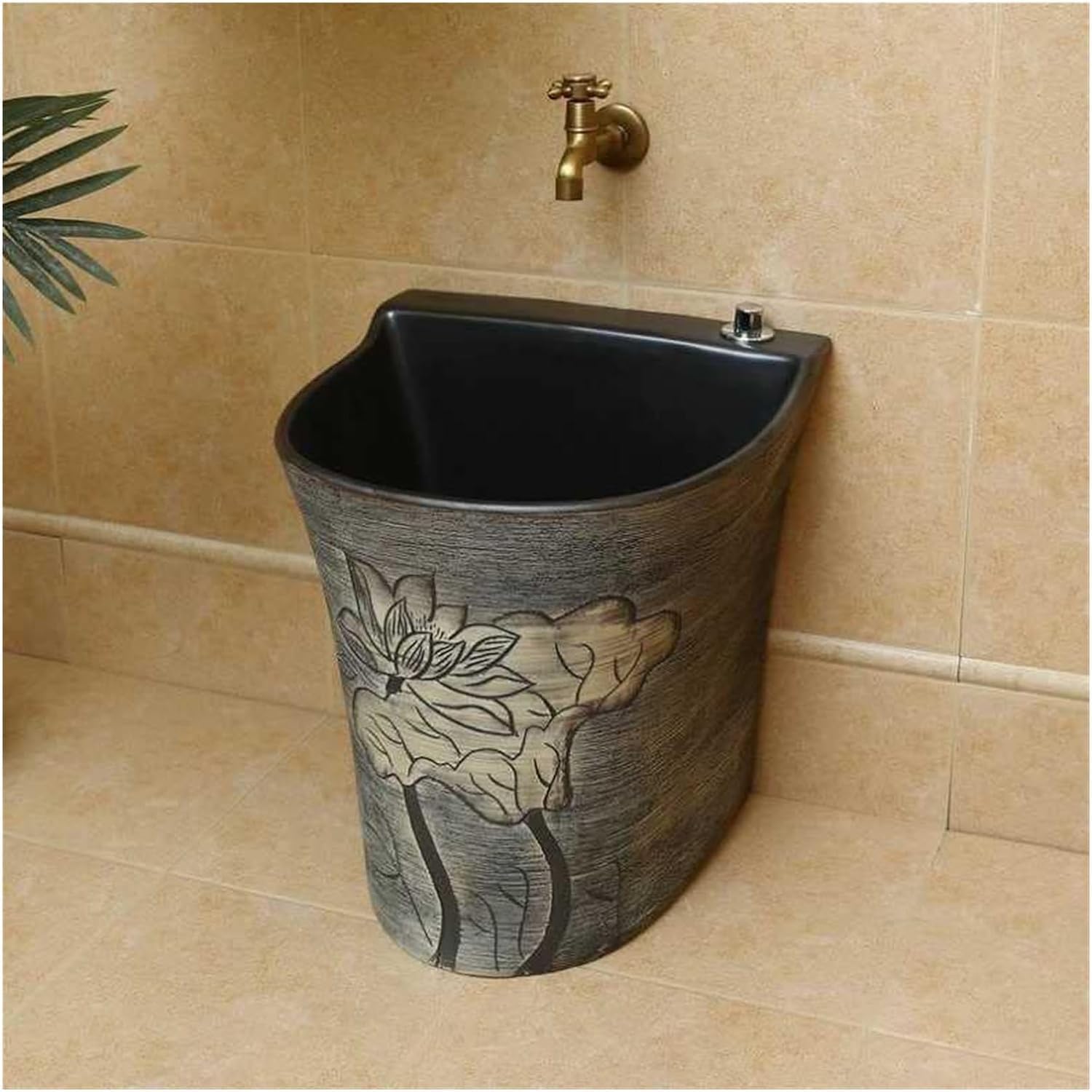 ポータブル商業フロアモップYADZISWセラミックアート洗面台、洗濯プールモップ洗面台カウンターコントロールバルコニー家庭用バスルー