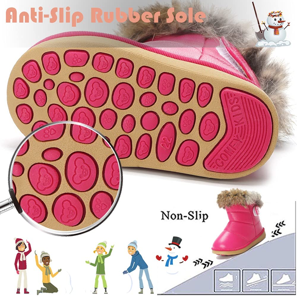 Gaatpot Stivali per Bambine e Ragazze Stivaletti da Neve Scarpe con Invernali Stivale con Imbottitura Calda Impermeabili PU Unisex – Bambini