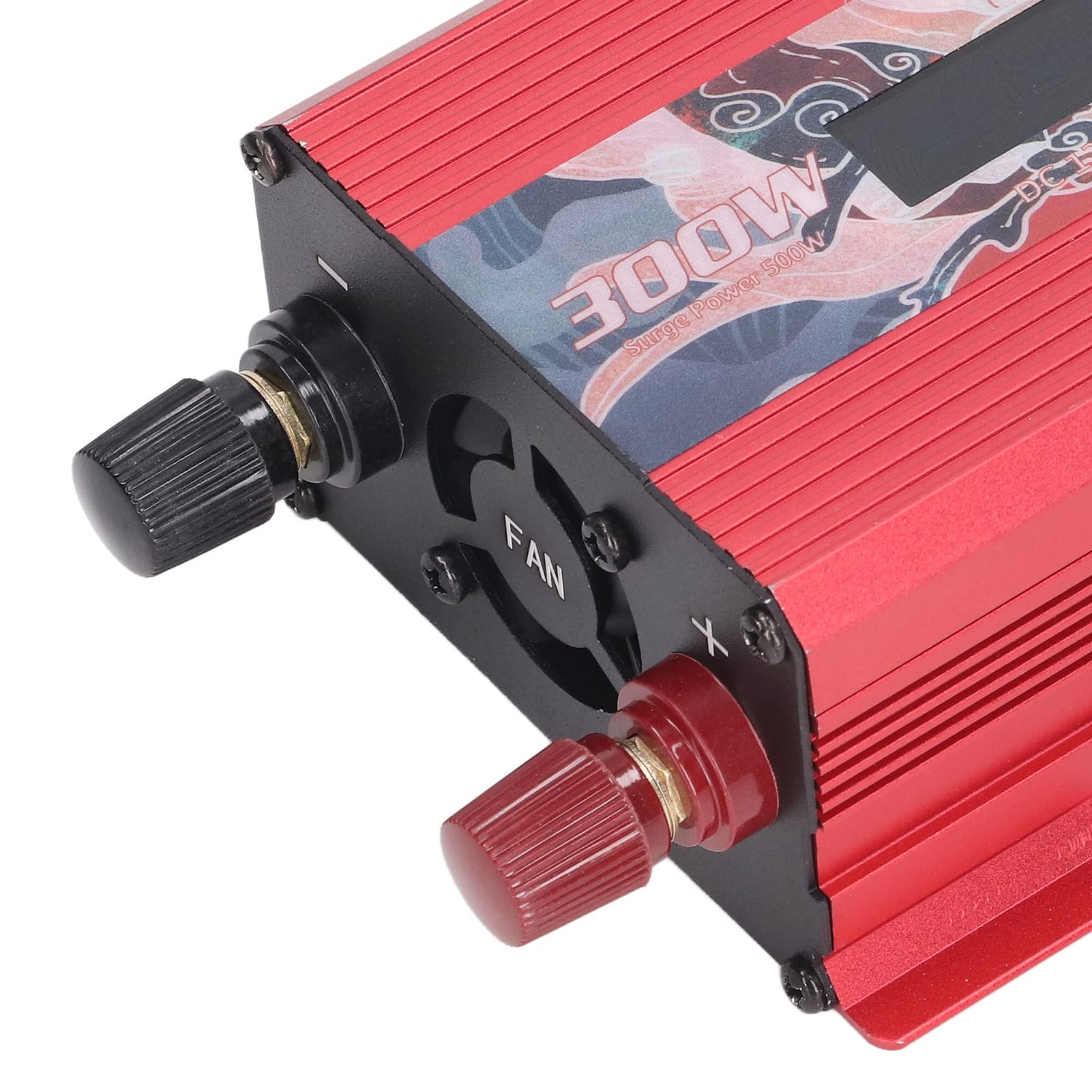 Aramox Przetwornica Napięcia Samochodowego, Przetwornica Mocy 300 W ze Stopu Aluminium z Wyświetlaczem LCD 220 V AC, USB 5 V 2 A i Wentylatorem Chłodzącym do Podróży Samochodem Kemping Awaryjne