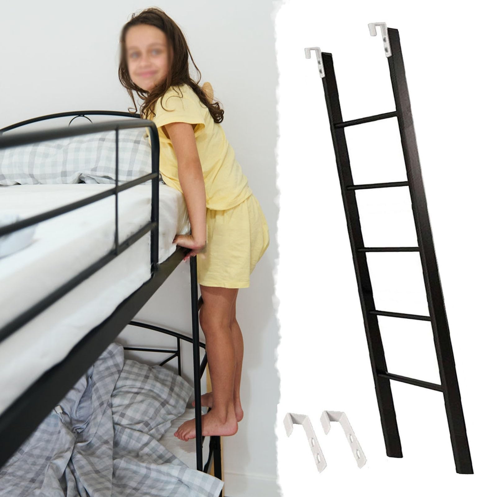 HYLYGFH Black Bunk Bed Ladder Adjustable Bed Ladder for School & Home Fits 4569in Bunk Beds Sturdy and Safe Ladders for Kids and Adults