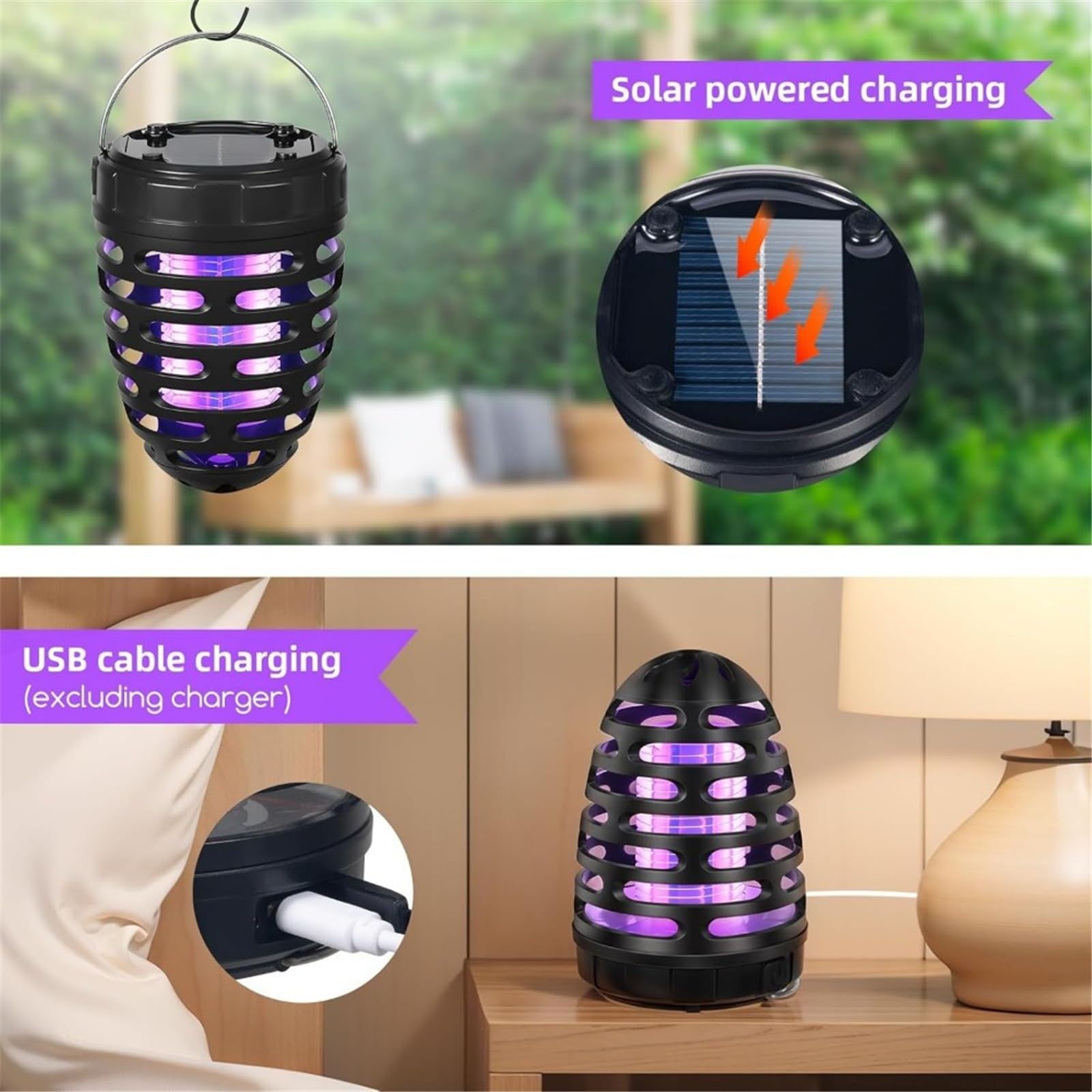 Lampada anti-zanzare solare potenziata da 2 pezzi, efficace per esterni, per patio e vialetti da giardino