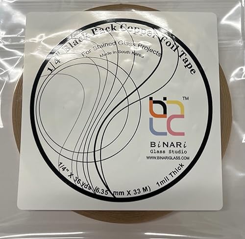 Miniatura 3 de BiNARi Glass Studio - Parte trasera negra de lámina de cobre de 1/4 de pulgada para vitrales (parte trasera negra)