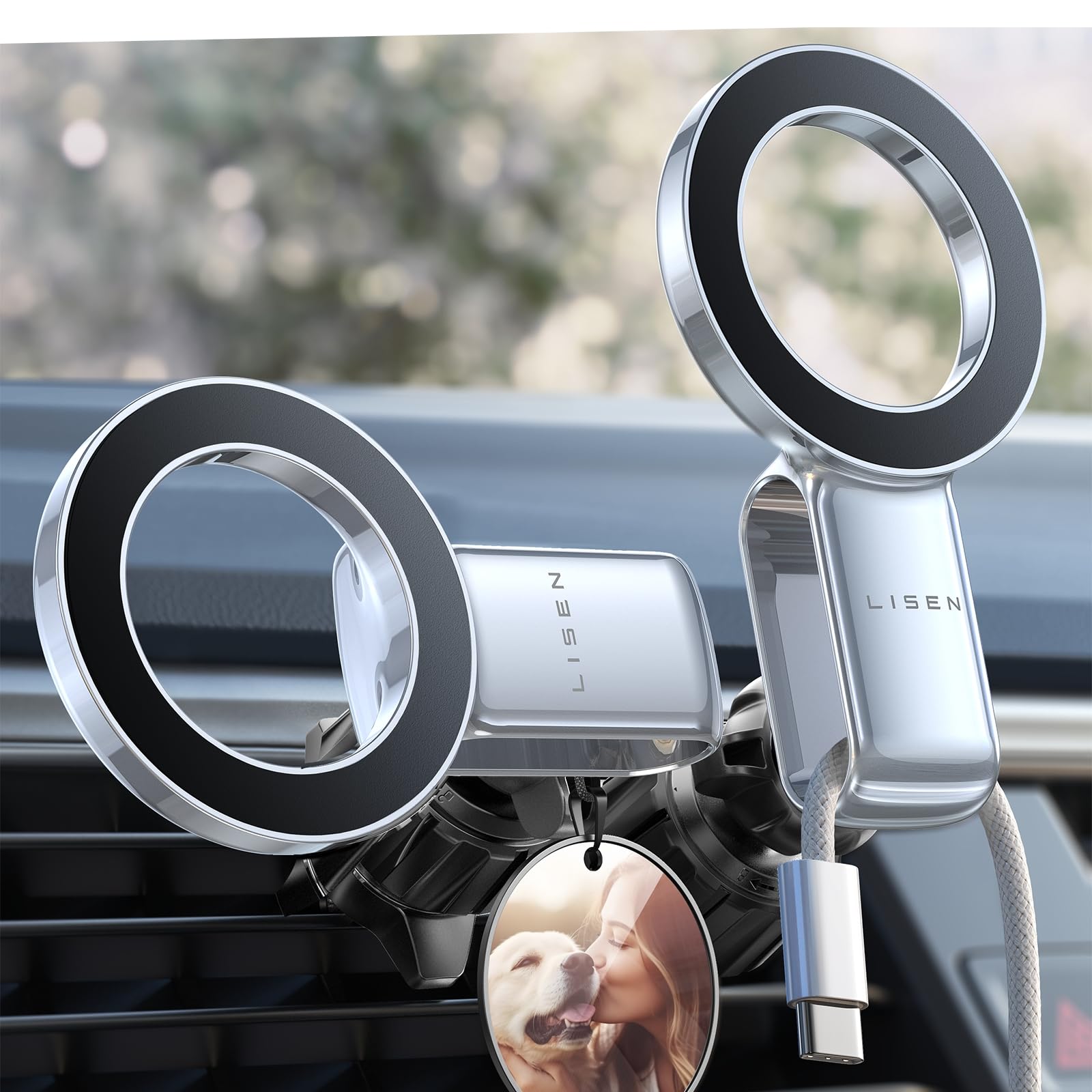 Amazon.com: LISEN Fits MagSafe Car Mount - Magnetic Phone Holder