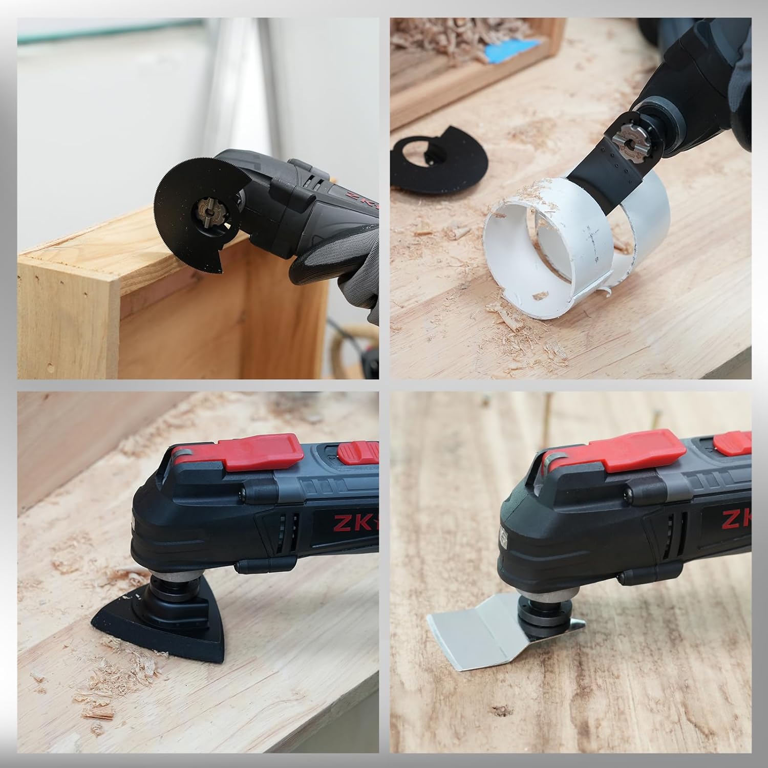 ZKH Oscillating Tool, 3.2 Amp Oscillating Saw, 3.5° Oscillation Angle, 10,000 to 22,000 OPM Oscillating Multi Tool with Tool-Free Blade Change, 26PS Accessories,10 ft Cord, Tool Bag for Sanding