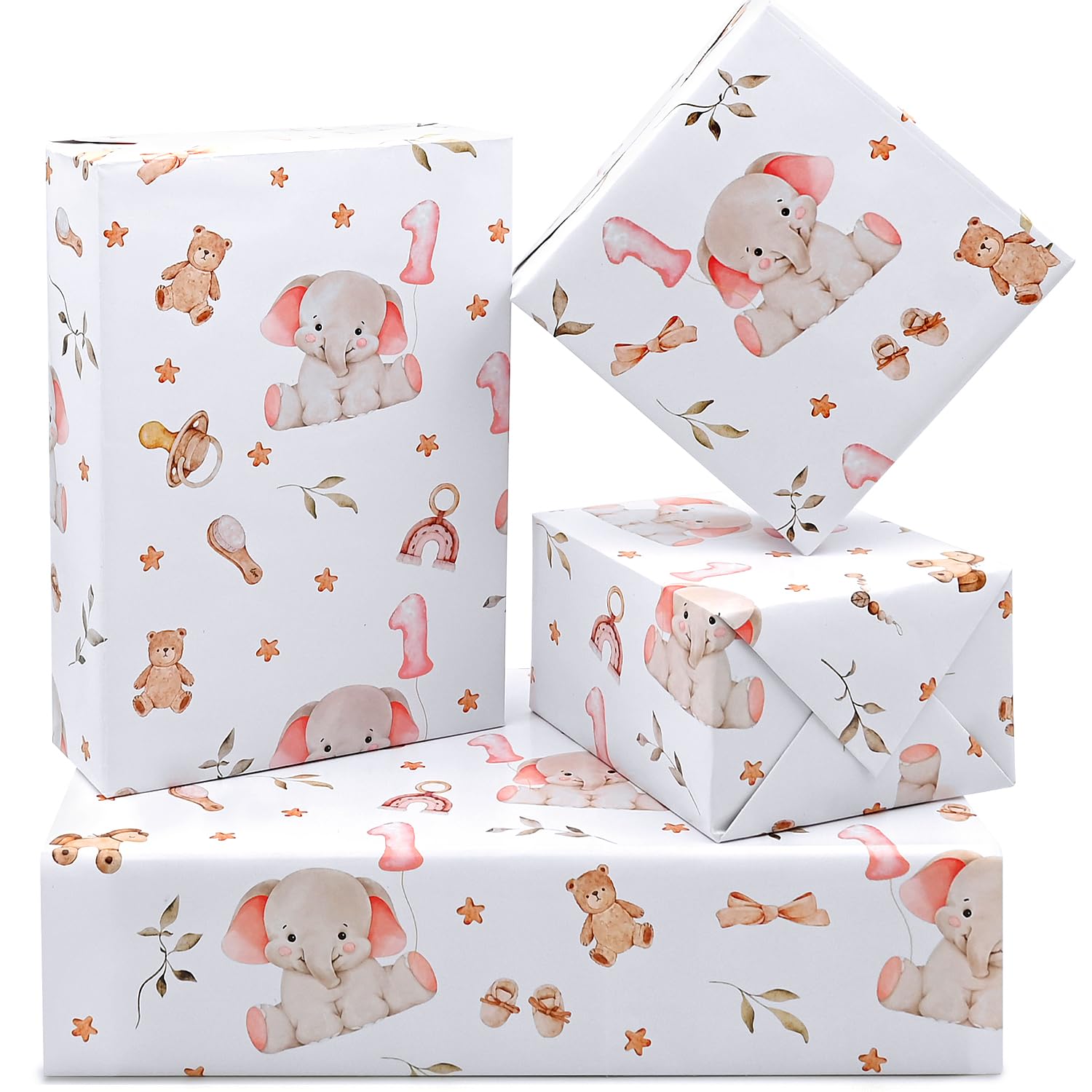 1st Birthday Wrapping Paper Sheets, 50cm*70cm New Baby Birthday Wrapping Paper for Gift Wrap (5sheets)