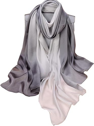 K-Elewon Bufanda de seda para mujer, bufandas de colores degradados, bufandas de moda, bufandas largas y ligeras para mujer, H12