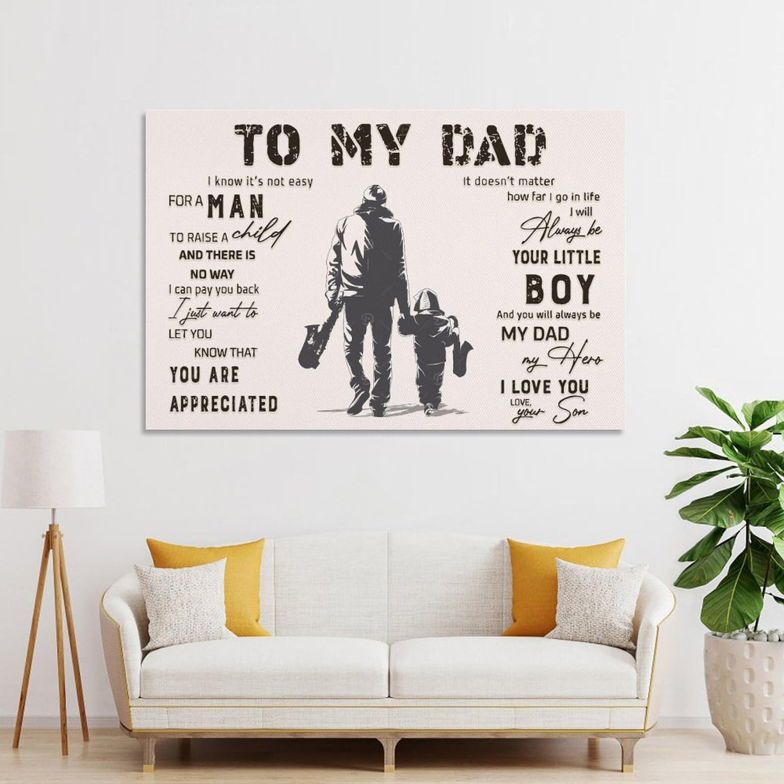 Junmoney To My Dad Son Saxophone Decorative Wall Artwork 08x12inch(20x30cm), for Living Room, Bedroom, Office Or Hallway, Decorative Artwork with Broad Appeal