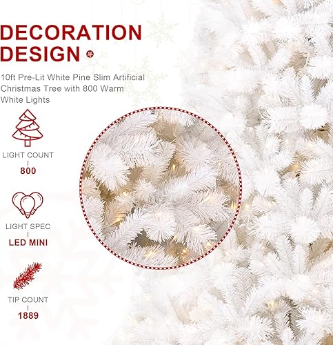 Vista 113 de Glitzhome Prelit Christmas Tree, 6ft Flocked Artificial Christmas Tree Serene Snowscape Fir with 300 Warm White Lights for Home, Office, Party