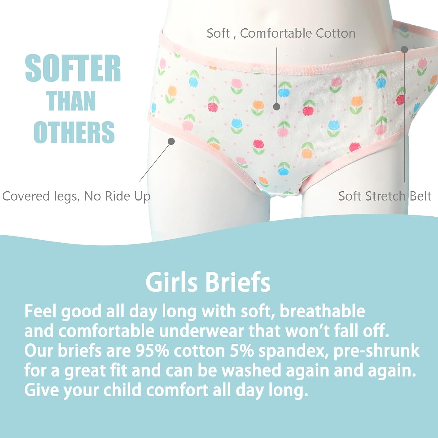 Anktry Baby 12 Pack Panties Soft Comfort Knickers Cotton Underwear Little Girls Assorted Briefs 2-14 Yrs - Image 3