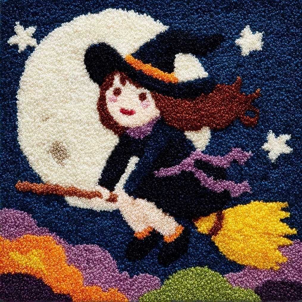 AxiangziK Latch Hook Crochet Cushion Kit,Witch Halloween