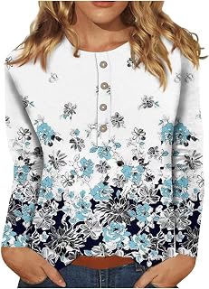 White Tops for Women Uk,Long Sleeve Tshirt Ladys College Casual Holiday Cozy Loose Fi T Shirts Print Crewneck Button-Down Shirt Ladys Cami Tops for Women Chiffon Tops for Women Uk Mesh Tops for Women