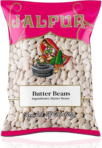 JALPUR MILLERS Butter Beans 1kg – Premium Dried Butter Beans Packed with Plant-Based Protein, Fibre & Iron – Low Fat & Nutrient-Rich – Perfect for Hearty Soups, Stews, Salads & healthy Cooking