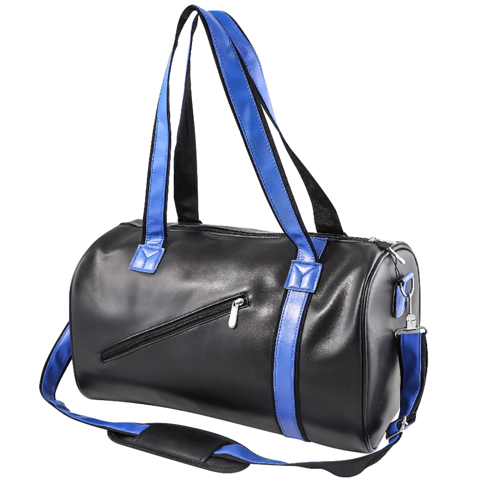 Sac de Sport pour Hommes Femmes Fitness Workout Sports Duffle Bag Cuir PU Grand Sac à Main Cylindre Crossbody Épaule Sac de Nuit pour Voyage, Affaires (Noir)