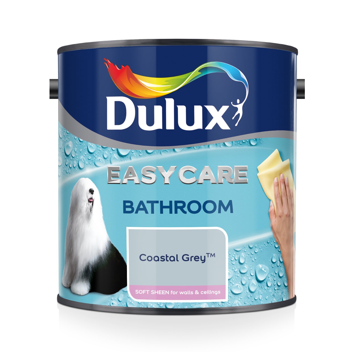 Dulux 500001 Easycare Bathroom Soft Sheen Emulsion Paint for Walls and Ceilings - Coastal Grey, 2.5 l (Pack of 1)