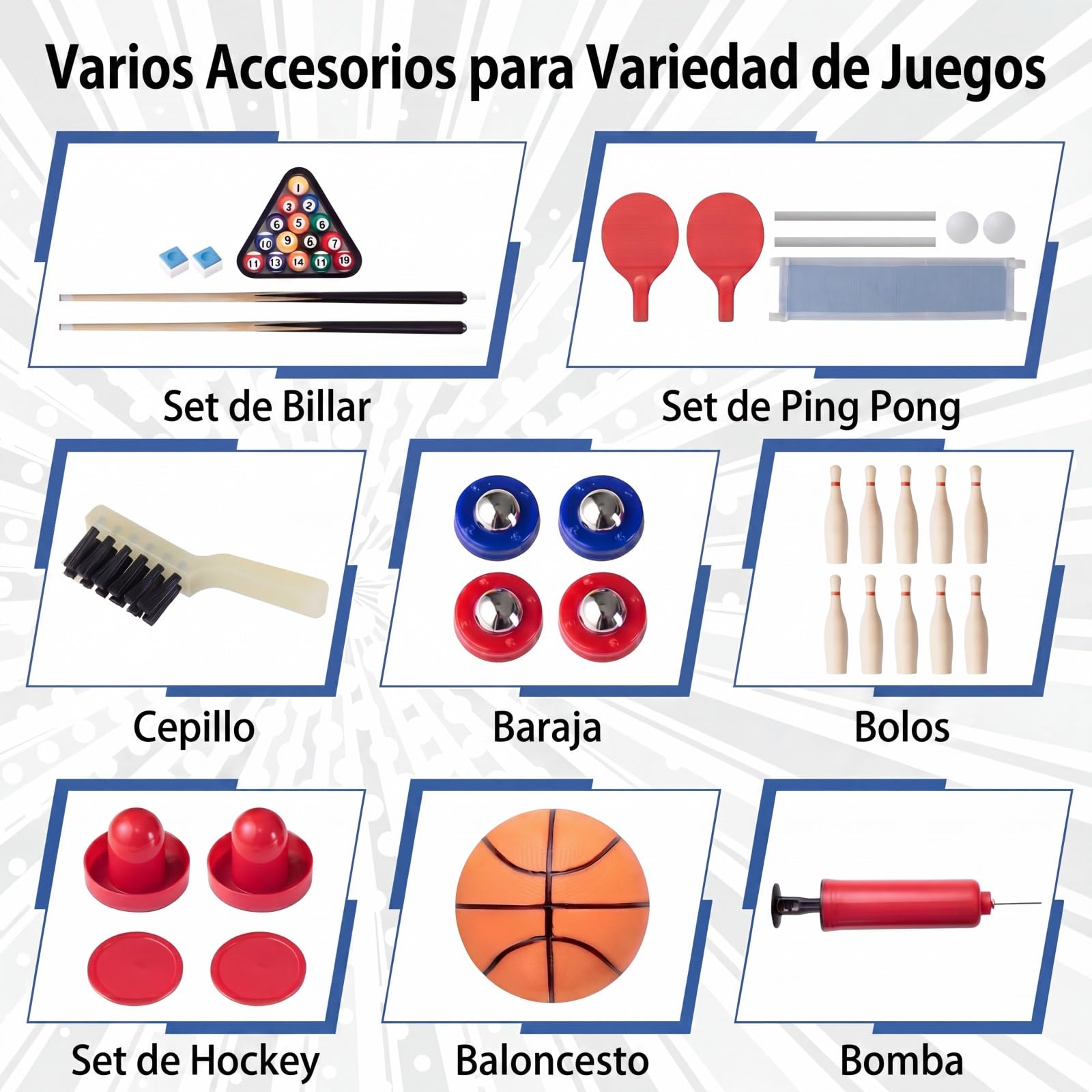 GOPLUS Mesa de Juegos 6 en 1, Mesa Multijuegos Combinada de Billar Hockey Baloncesto Ping Pong Bolos Shuffle, Patas de Metal, Diseño Apilable, Juego Arcade para Adultos y Niños, 96 x 43,5 x 74 cm
