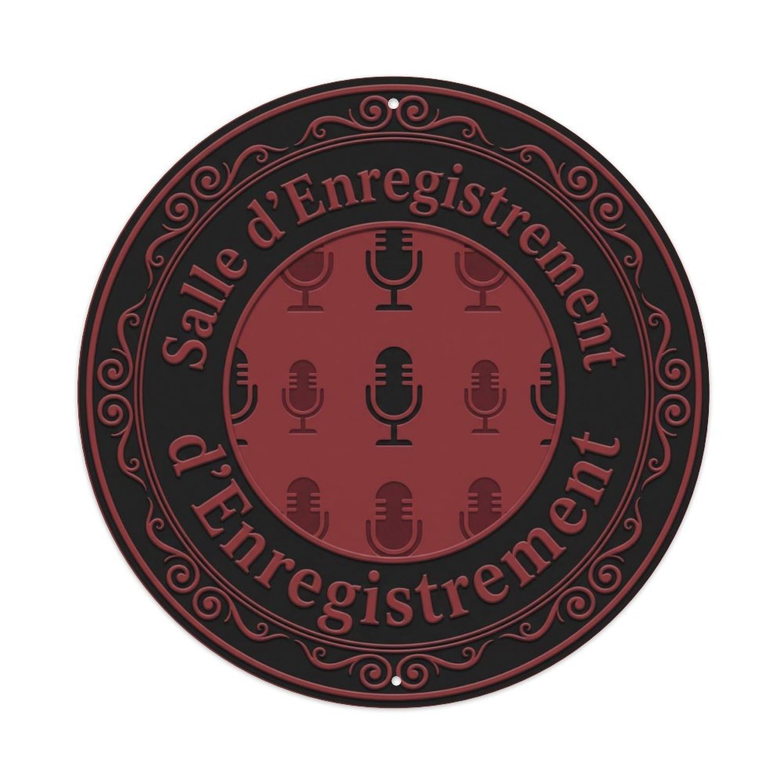Metal Tin Sign Vintage Salle Enregistrement Text Microphone