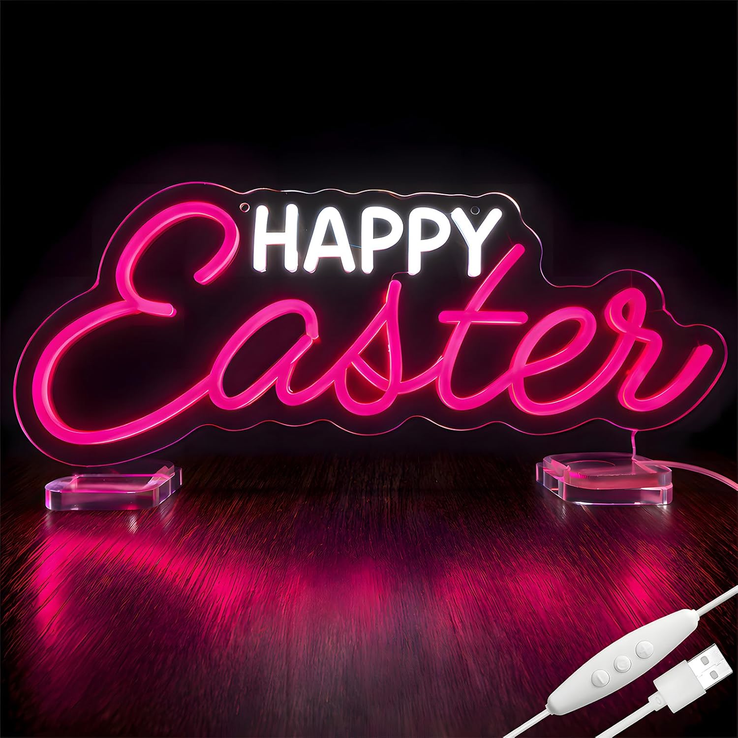 Happy Easter Neon Sign for Wall Decor, LED Easter Sign with USB Dimmable, Glowing Decor for Holiday Party, Church, Kids Room, Home & Spring Gifts