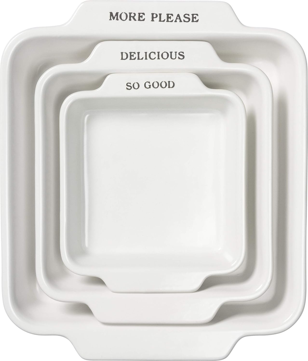 Primitives By Kathy Square Stoneware Baker Set - More Please