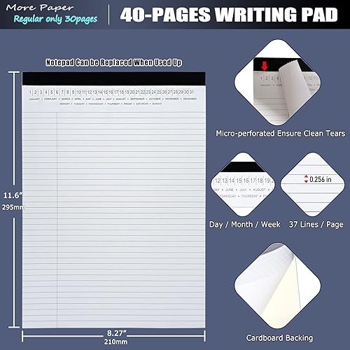 Miniatura 7 de Portapapeles plegable con forro rellenable, carpeta A4 de piel sintética con bolsillo de almacenamiento para negocios, estudiantes, oficina,
