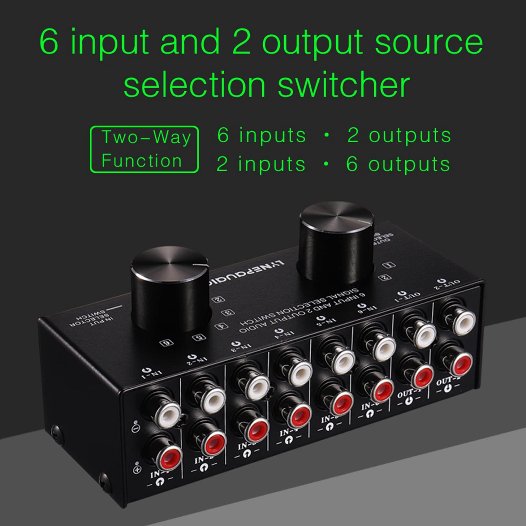 DAZLOR 2 interruttori 6 2 Out o 2 6 Out cuffie switch altoparlante stereo segnale selezione switcher interfaccia accetta il design RCA switch manuale