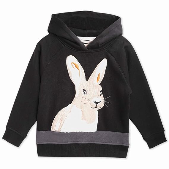 Cherry Crumble California Kids Boys Animal Appliqu? Hoodie Cotton Blend Sweatshirt (CTWS-SWSHRT-5739BL_Black)