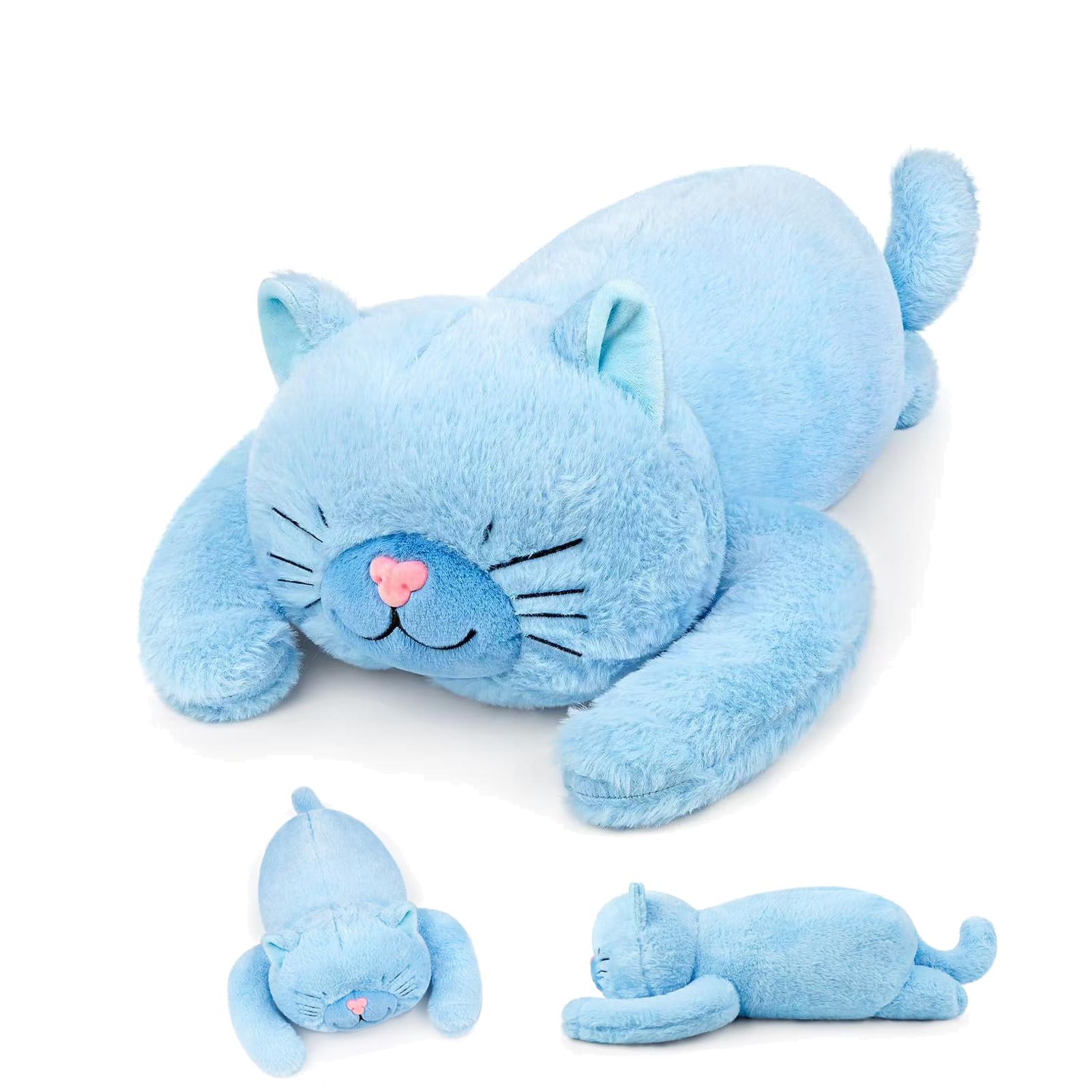 capybaraflying Weighted Cat Plush Toy, Heated and Cooled Cat Plush Toy, With a Removable Inner Pad on The Belly, A Soft and Comfortable Collectible to Keep As A Companion-Blue โ image 1