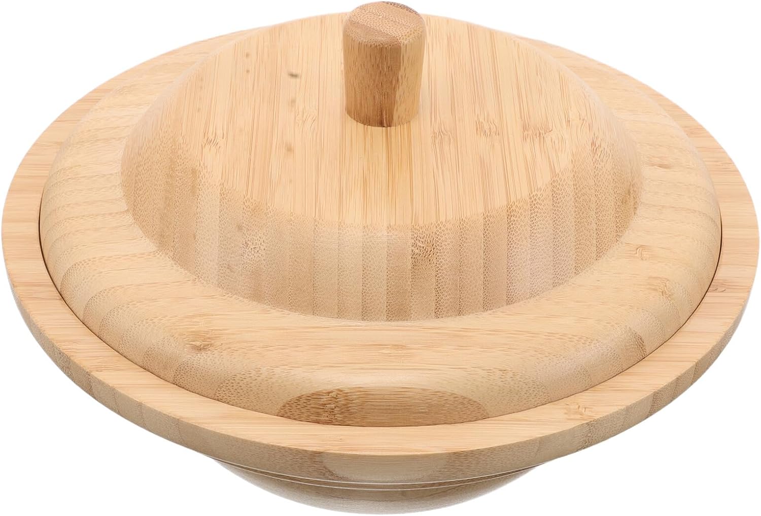Salad Bowl with Lid 24.5x24.5x13 Cm, Anti-spill Wooden Fruit and Yogurt Bowl for Kitchen Storage and Serving, Eco-friendly Dishware for Entertaining and Everyday Use