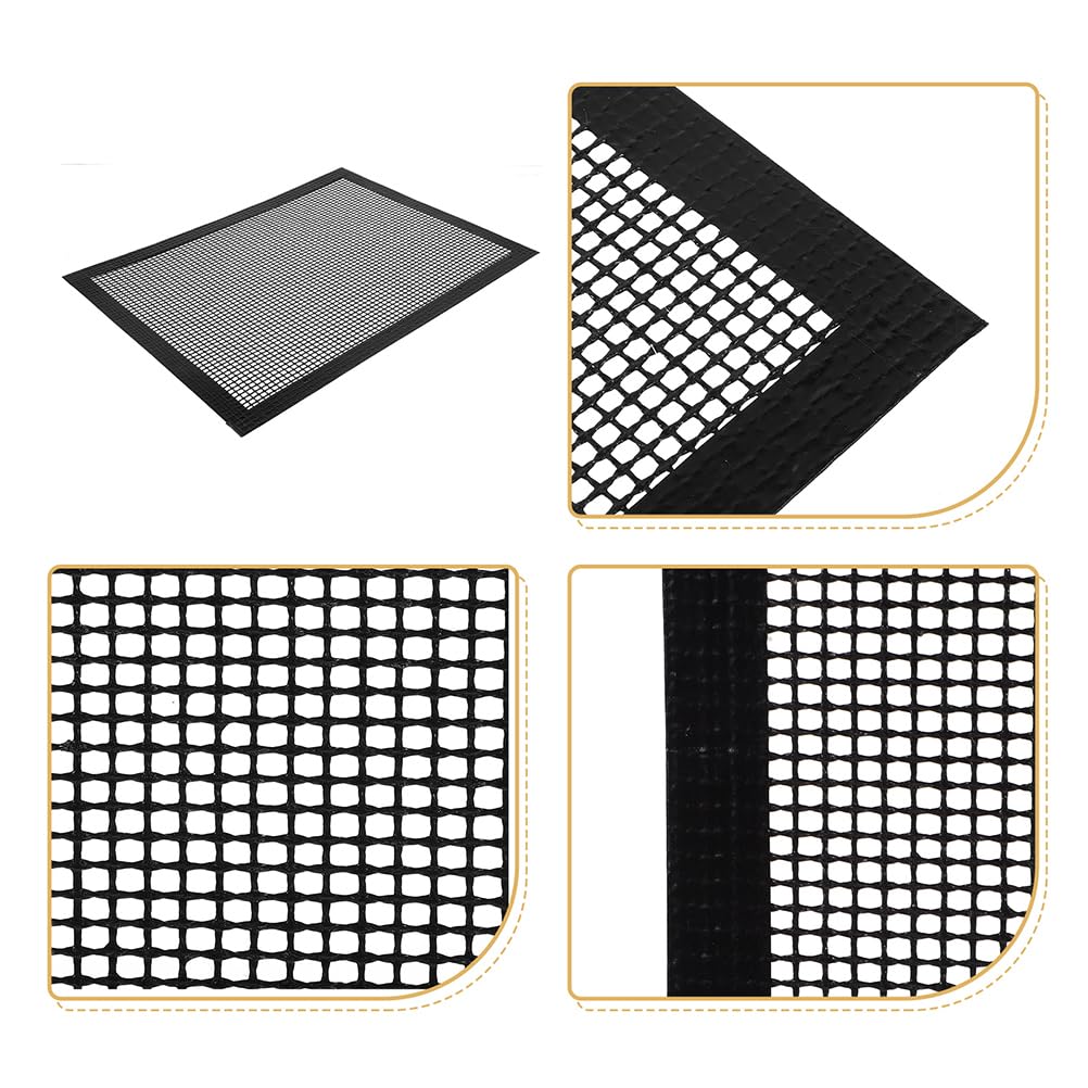 Alfombrilla para Parrilla de Barbacoa Negra 3piezas Malla Ptfe | Fibra de Vidrio Recubrimiento Ptfe, Fácil de Limpiar y Resistente a Altas Temperaturas, para Picnic Exterior y Reuniones
