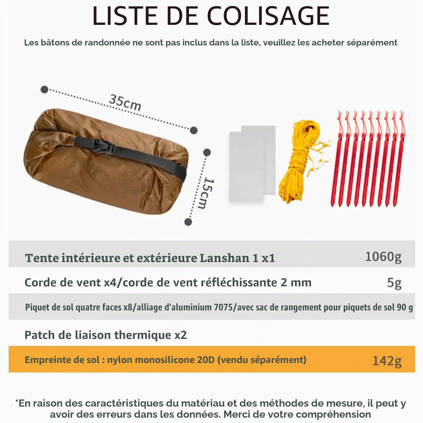 3FULGEAR Lanshan 2 Tente ultralégère pour 2 Personnes, 3/4 Saisons 15D Silnylon Tente de randonnée sans Tige pour Camping, randonnée et Alpinisme