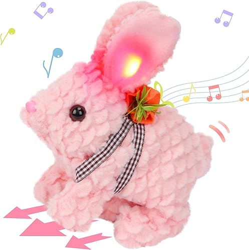 Miniatura 45 de Hopearl - Conejo saltarín con campana, interactivo, mascota electrónica de peluche con sonidos y movimientos, orejas que se mueven y nariz que se