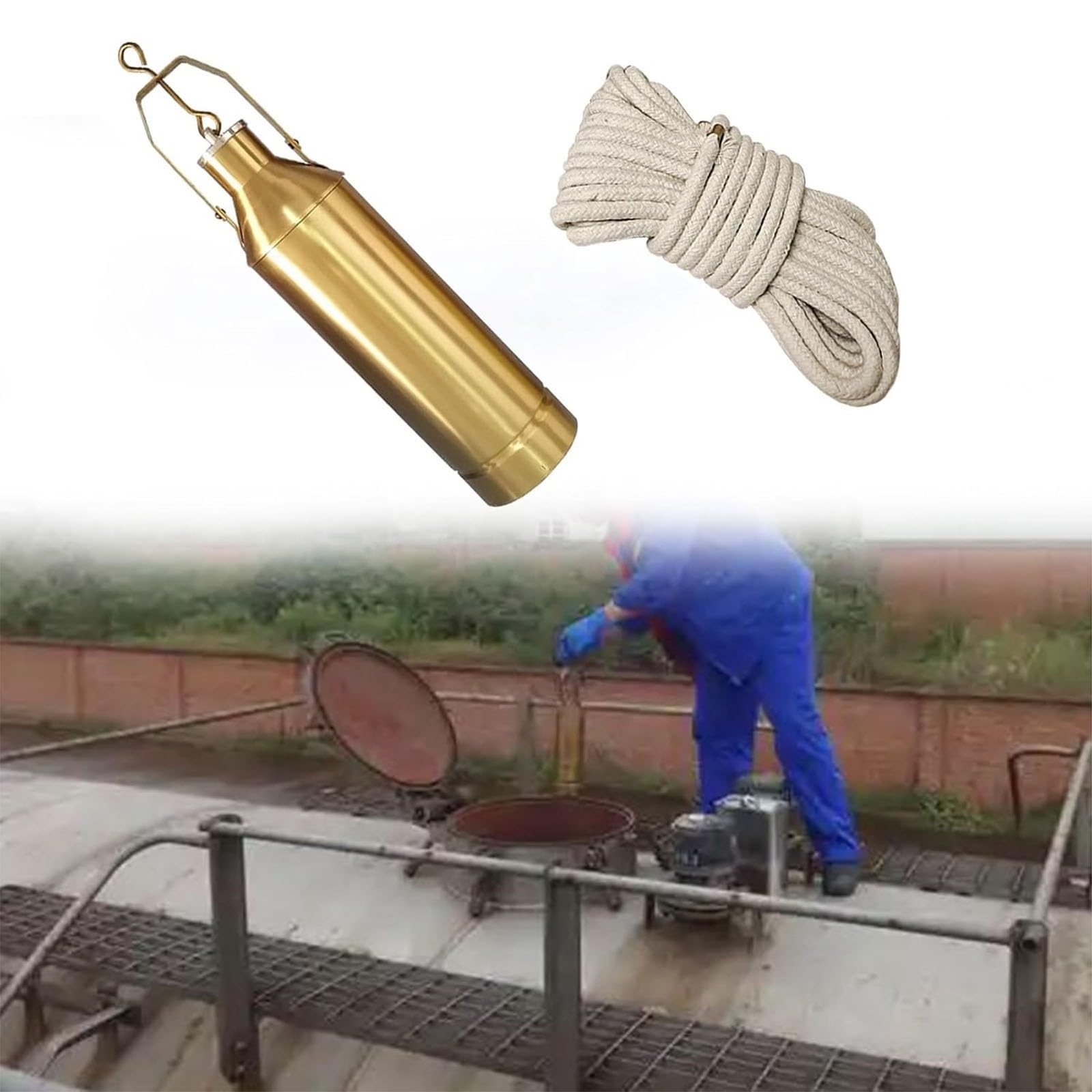 Este Recipiente de 500 ml para la Toma de muestras de Aceite en Camiones Cisterna, Equipado con una Cuerda de 50 Metros, es una opción Ideal para mecánicos y usuarios industriales, ya Que FA