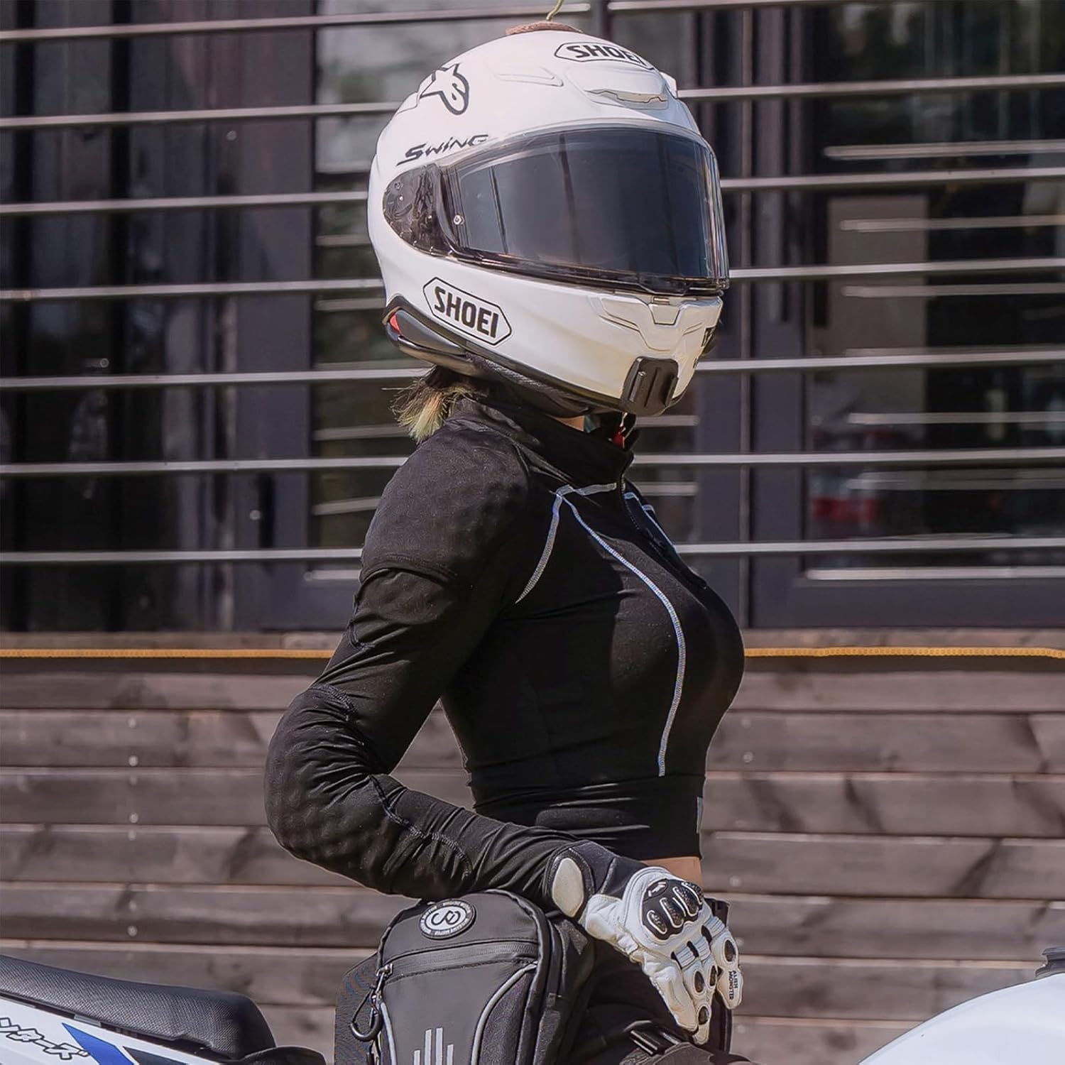 WOSAWE Womens Motorcycle Jacket Cropped Half Zipper Pullover Padded Summer Motorbike Shirt Armored Scooter Riding Gear - Image 2