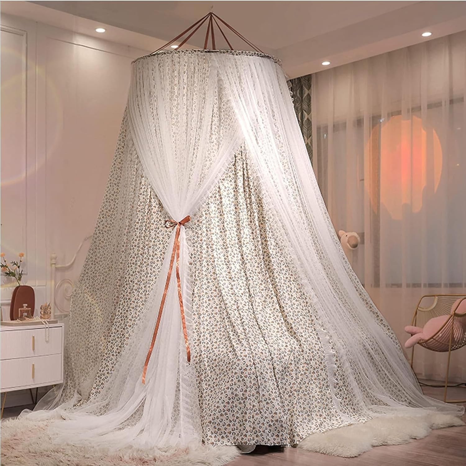 Baldacchino per Letto Bambina Bambini, Zanzariera Cupola Baldacchino Tinta Unita per Lettino Culla Neonato Letto Matrimoniale, per Gioco Lettura Camera da Letto Spogliatoio ( Color : A , Size : 2m )