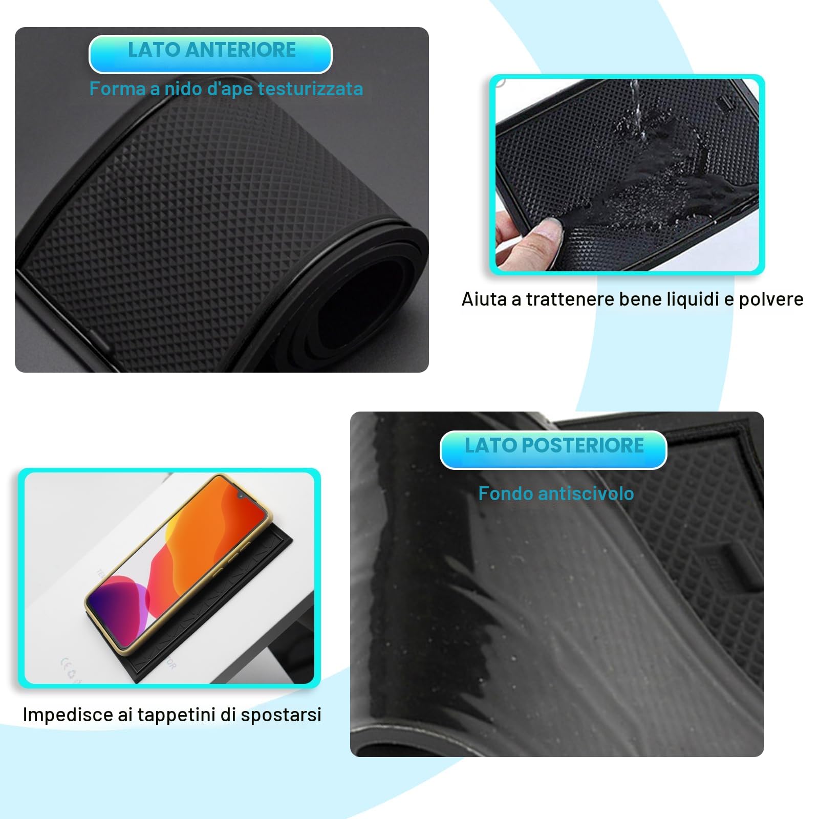 CDEFG Compatibile con Jeep Avenger 2023 2024 2025 2026, Tappetino Antiscivolo Antipolvere Antigraffio Tappetini in Gomma Portabicchieri Auto Avenger EV Hybrid 2023 Accessori (Nero)